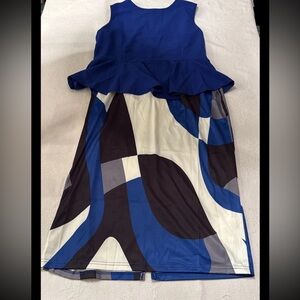 New Blue and Multicolor Strapless Dress